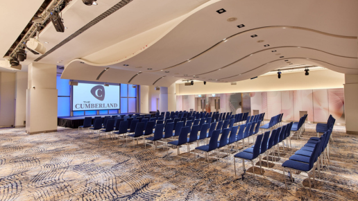 Arena room at the Cumberland hotel with chairs setup side angle
